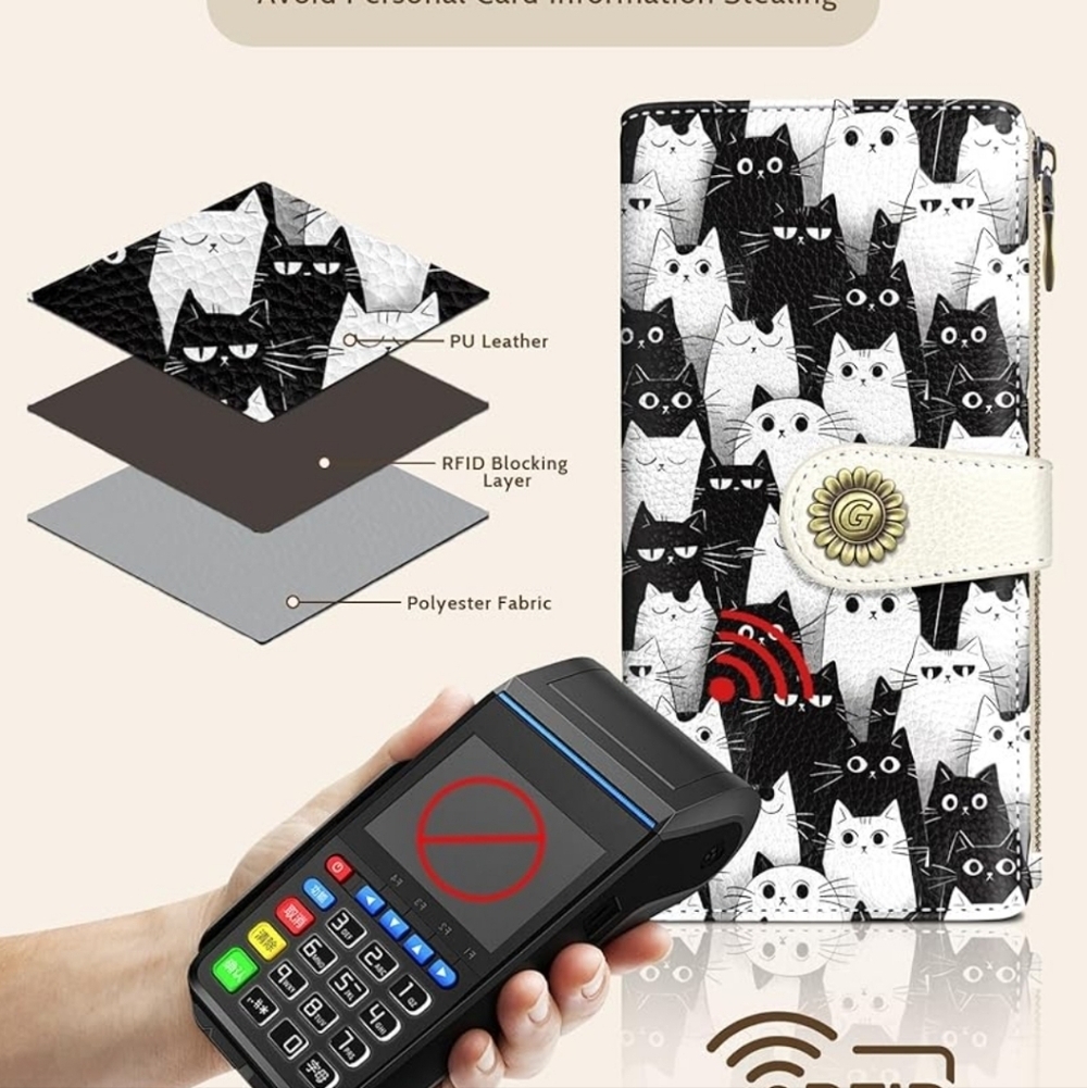 Cat Pattern RFID Blocking Wallet Case